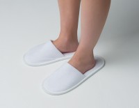 Тапочки махровые эконом закрытый мыс антискользящие белые 1 пара Чистовье