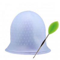 Шапочка DEWAL для мелирования с крючком, силикон, фиолетовая