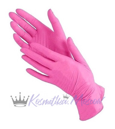 Перчатки нитриловые, розовые, Размер M, 100шт. в уп.