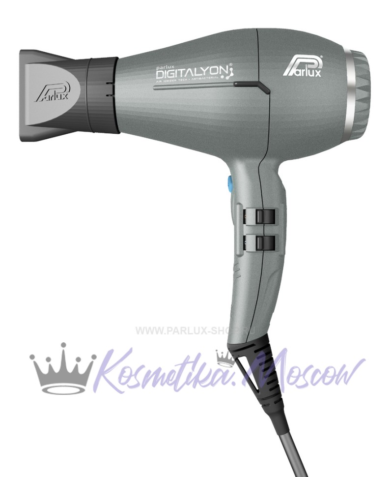 Фен PARLUX Digitalyon Glitter Grey, серый, 2400 Вт, ионизация, 2 насадки