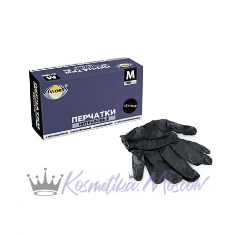 AVIORA - Перчатки нитриловые черные Размер M 100шт