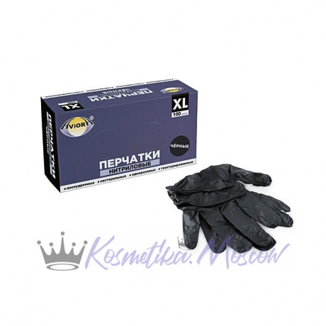 AVIORA - Перчатки нитриловые черные Размер XL 100шт
