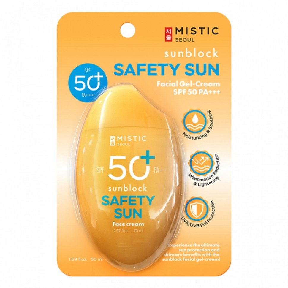 MISTIC СОЛНЦЕЗАЩИТНЫЙ ГЕЛЬ-КРЕМ ДЛЯ ЛИЦА С УФ-ФИЛЬТРОМ SPF 50 PA+++, SUNBLOCK SAFETY SUN FACIA 50 мл