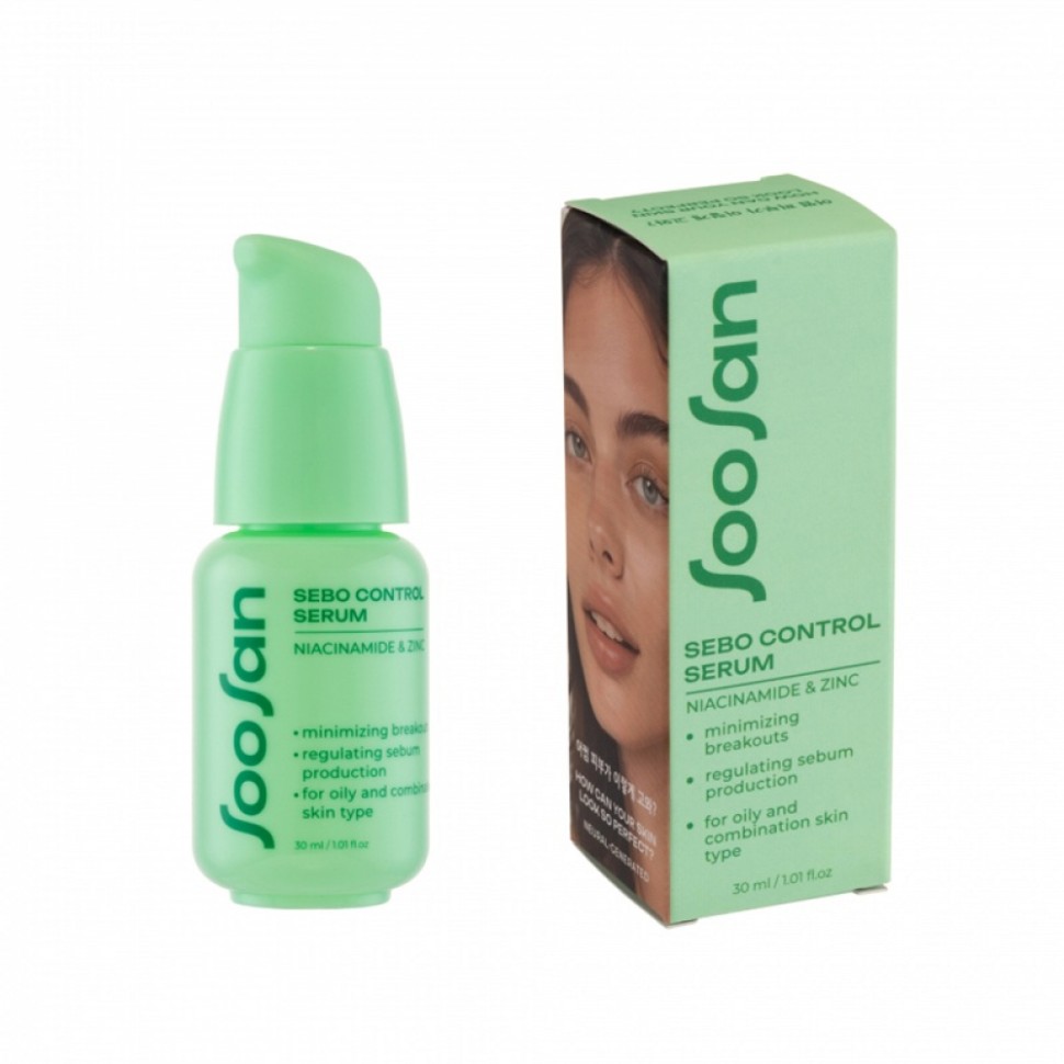 SOOSAN Сыворотка себорегулирующая с ниацинамидом и цинком против несовершенств кожи Sebo control30 мл