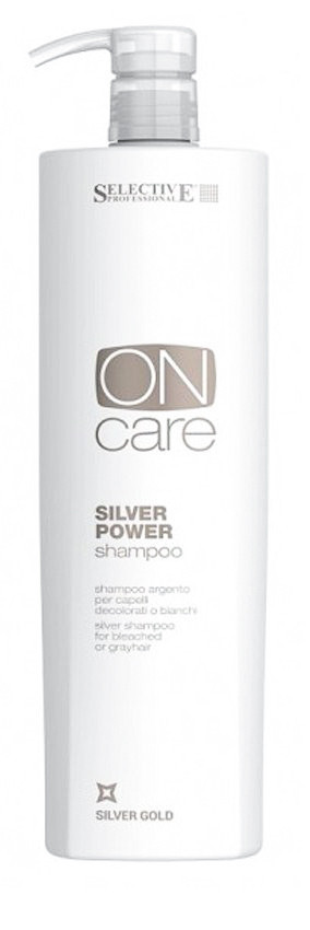 Серебряный шампунь для обесцвеченных или седых волос - Selective Professional On Care Silver Gold Silver Power Shampoo 1000 мл
