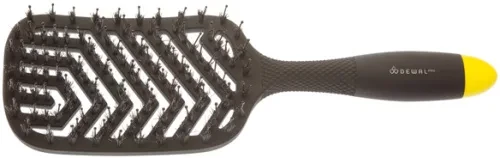 Щетка массажная DEWAL `BANANA black` прямоугольная продувная, пластиковый штифт, 13 рядов