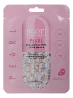 JIGOTT Тканевая маска для лица с жемчугом PEARL REAL AMPOULE MASK 27 мл