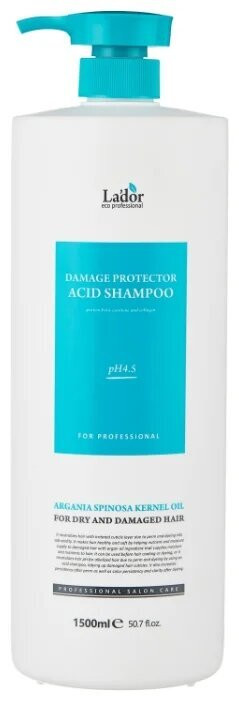La'dor Бесщелочной шампунь с коллагеном и аргановым маслом Damage Protector Acid Shampoo 1500ml