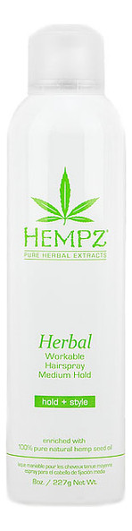 Лак растительный средней фиксации Hempz Hair Care Herbal Workable Hairspray MEDIUM Hold 227 мл.