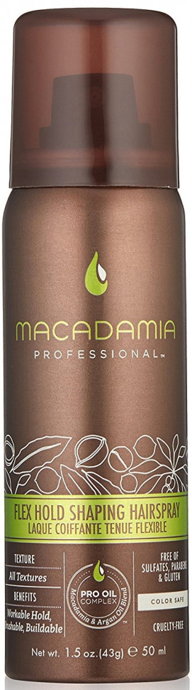 Финиш-спрей, Подвижная фиксация - Macadamia Flex Hold Shaping Hairspray 50 мл