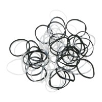 Резинки для волос DEWAL, силиконовые, черн./белые, midi 50 шт/уп