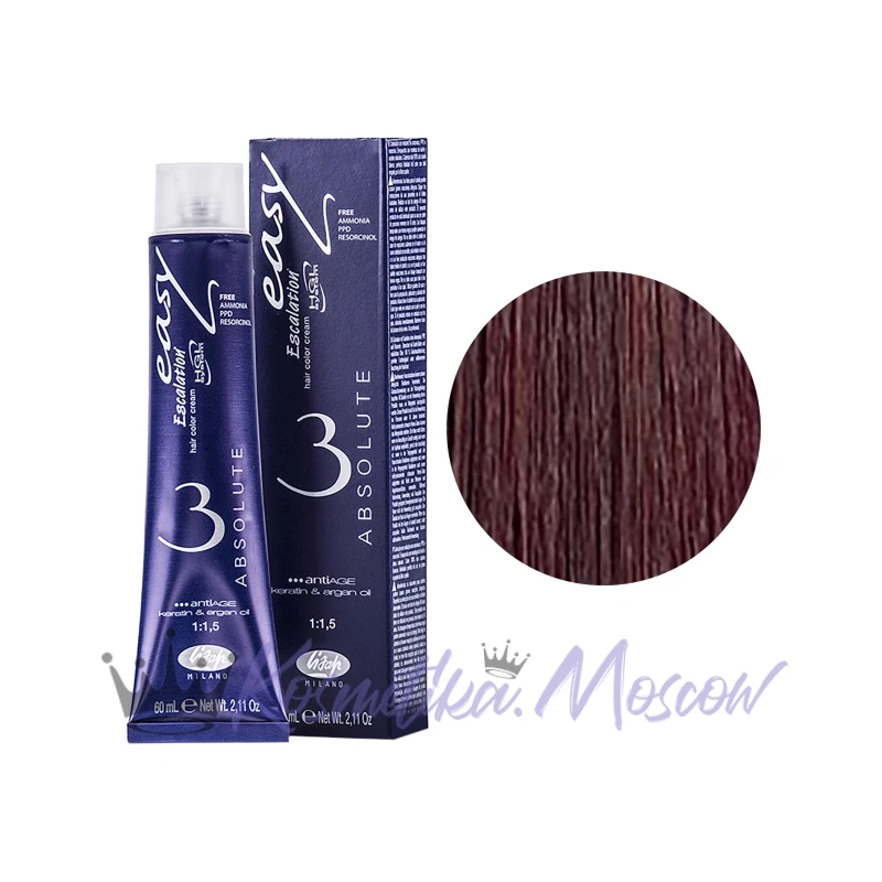 Lisap Milano Краска для волос Escalation Easy Absolute 3, 44/48 глубокий каштан радужное красное дерево, 60 мл