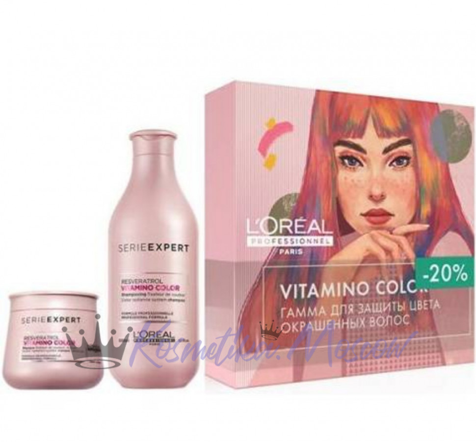 Набор от Loreal Vitamino Color - Защита цвета окрашенных волос Шампунь-300 мл, Маска-250 мл