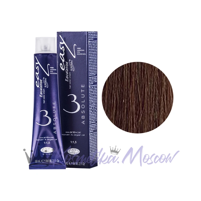 Lisap Milano Краска для волос Escalation Easy Absolute 3, 5/72 холодный светло-бежевый шатен, 60 мл