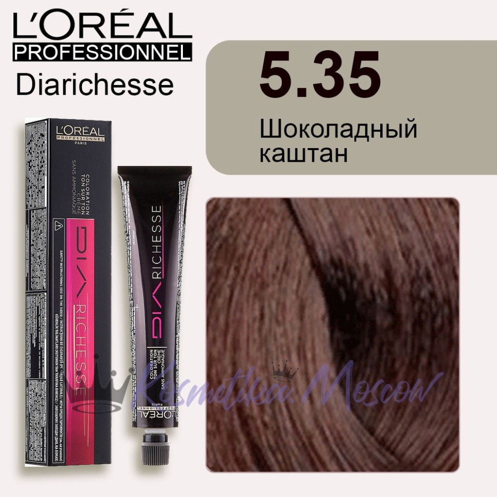 Loreal Краска без аммиака тон в тон Diа Richеssе, 5.35 светлый шатен золотистый красное дерево, 50 мл