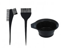 Набор для покраски 3 предмета: ванночка, кисть, расчёска - кисть, цвет чёрный