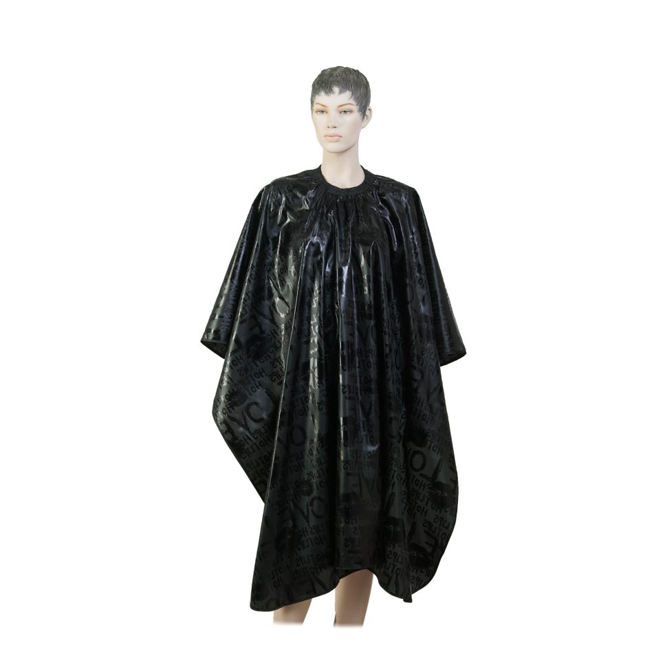 Пеньюар для стрижки DEWAL `Love`, нейлон, черный 138x150см, на крючках