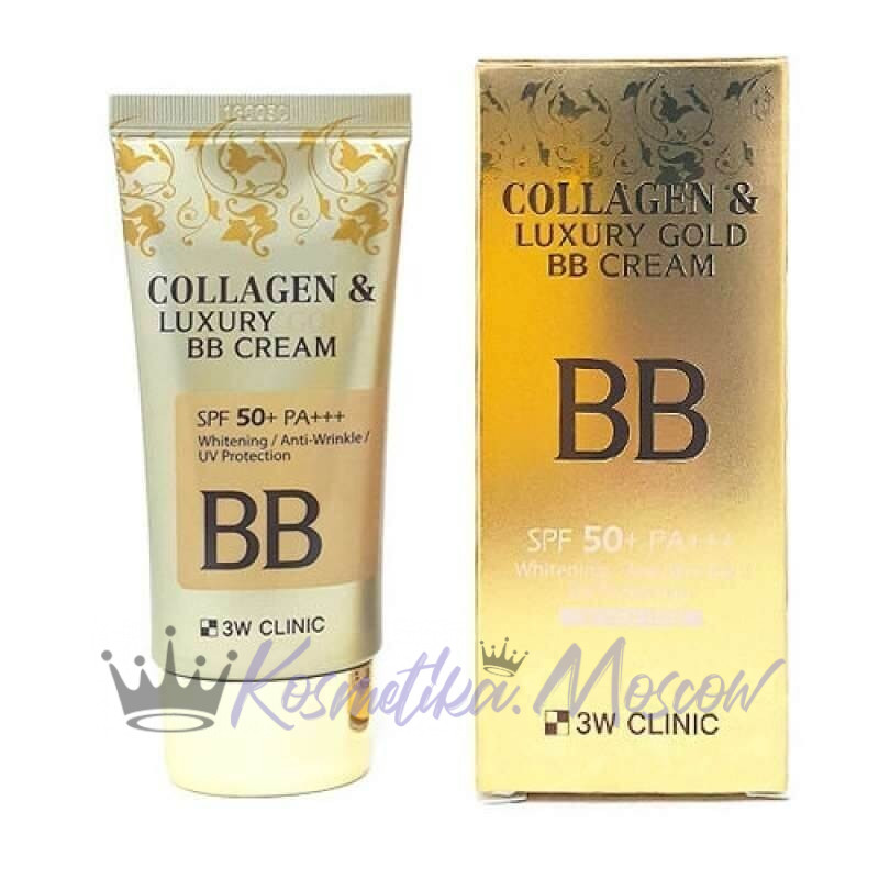 3W CLINIC Крем с коллагеном и коллоидным золотом - BB Cream Collagen & Luxury Gold, 50 мл