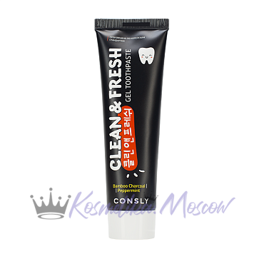 CONSLY Гелевая зубная паста Clean&Fresh с бамбуковым углем и перечной мятой 105 г