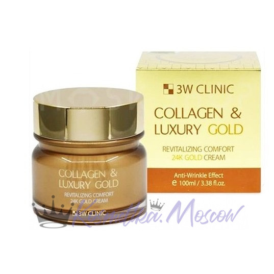 3W CLINIC Омолаживающий Крем для лица с коллагеном и коллоидным золотом Collagen & Luxury Gold Cream
