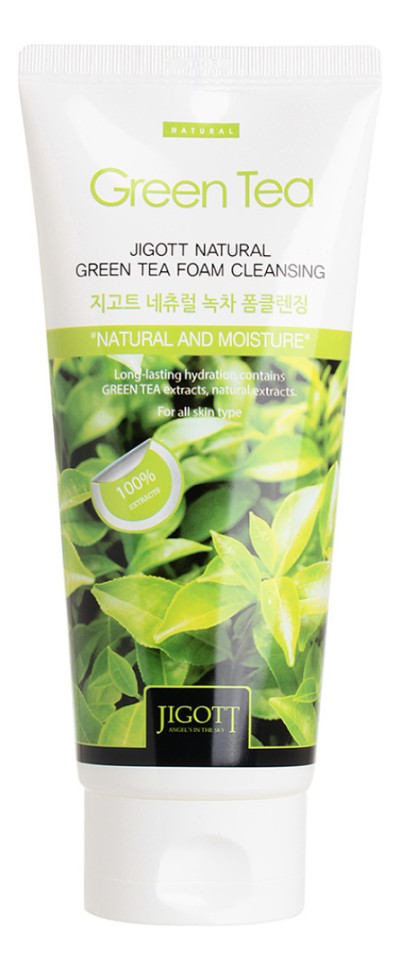JIGOTT Пенка для умывания с экстрактом зеленого чая Natural Green Tea Foam Cleansing 180мл