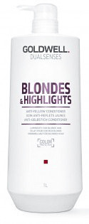 Кондиционер против желтизны волос -Goldwell Dualsenses Blondes & Highlights Anti-Brassiness Conditioner 1000 мл