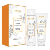 OLLIN PROFESSIONAL Набор `ПИТАНИЕ И БЛЕСК` (Шампунь 250 мл,Кондиционер 200 мл,Фрукт.сыворотка 120 мл)