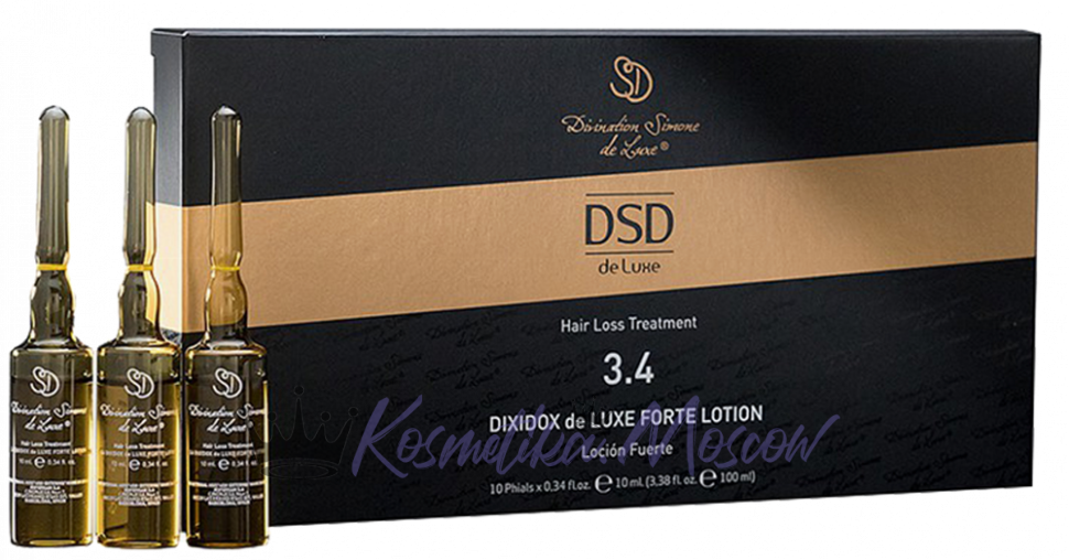 Лосьон в ампулах снижает выпадение волос DSD De Luxe Forte Lotion 3.4 (Диксидокс Де Люкс Форте 3.4) 10*10 мл.