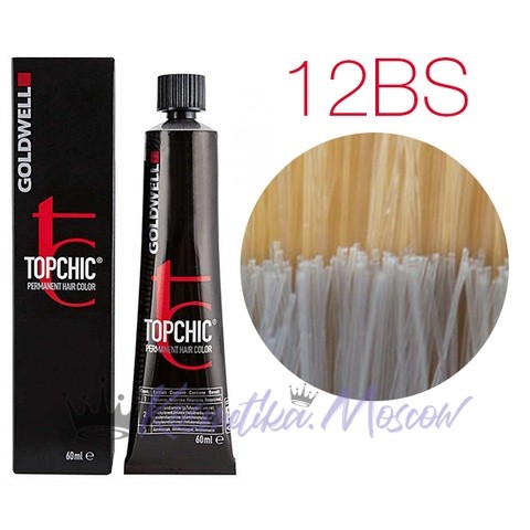 Стойкая профессиональная краска для волос - Goldwell Topchic Hair Color Coloration 12ВS (Серебристо-бежевый блондин)
