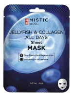 MISTIC Тканевая маска для лица с коллагеном медузы JELLYFISH COLLAGEN ALL DAYS Sheet MASK 24мл