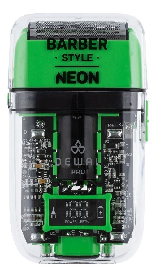 Шейвер для проработки контуров/бороды DEWAL PRO BARBER STYLE NEON GREEN,аккум, 7000об\\мин, 2 бр.гол