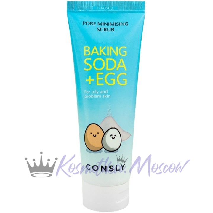 CONSLY Скраб для лица с содой и яичным белком Baking Soda & Egg Pore Minimising Scrub 120 мл