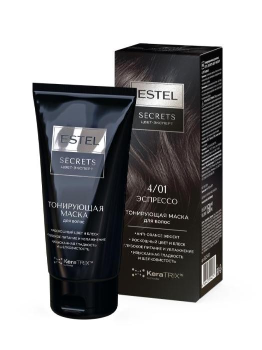 Тонирующая маска для волос ESTEL SECRETS ЦВЕТ-ЭКСПЕРТ 4/01 Эспрессо, 150 мл