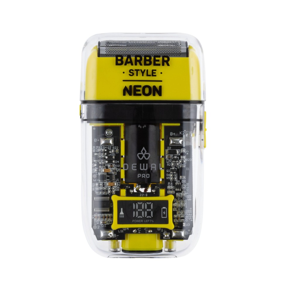 Шейвер для проработки контуров/бороды DEWAL PRO BARBER STYLE NEON YELLOW, аккум, 7000об\\мин,2 бр.гол