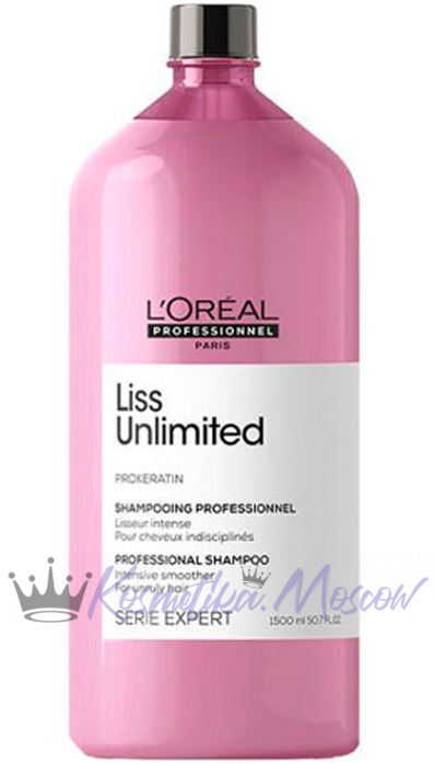 Разглаживающий шампунь для сухих и непослушных волос - Loreal Liss Unlimited Shampoo (Лис анлимитед шампунь) 1500 мл