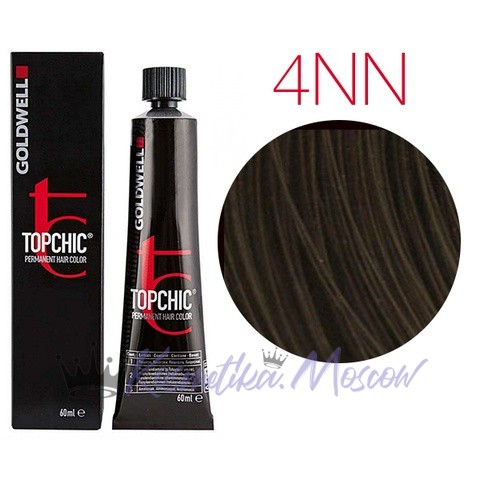 Стойкая профессиональная краска для волос - Goldwell Topchic Hair Color Coloration 4NN (Cредне-коричневый экстра)