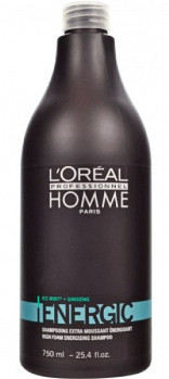Бодрящий шампунь для мужчин от выпадения волос - Лорель Homme Energic Shampoo (Loreal хом энерджик шампунь)