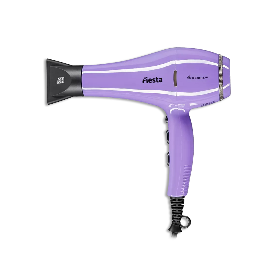 Фен DEWAL FIESTA, лаванда, 2600Вт, ионизация, свеодиод, 2нас+1дифф+ 2фильтра, провод 3м