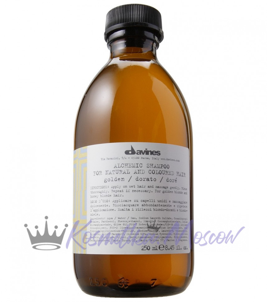 Шампунь для натуральных и окрашенных волос (золотой) -Davines Alchemic Shampoo for natural and coloured hair (golden) 280 мл