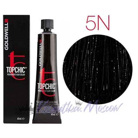 Стойкая профессиональная краска для волос - Goldwell Topchic Hair Color Coloration 5N (светло-коричневый)