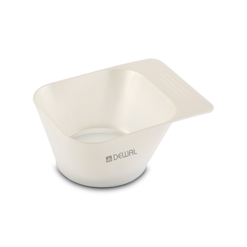 Чаша для краски DEWAL, белая, с ручкой, квадратная, с резинкой на дне 300 мл