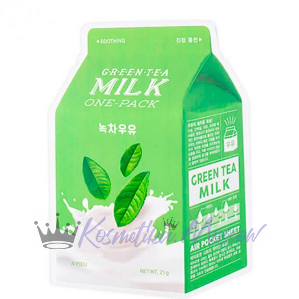 A'PIEU Успокаивающая маска с экстрактом зеленого чая и гамамелиса Green Tea Milk One-Pack