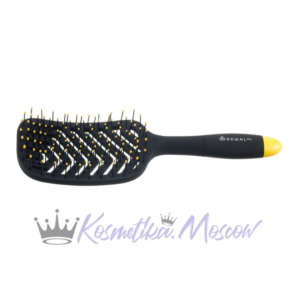 Щетка массажная DEWAL BANANA black прямоугольная продувная, пластиковый штифт, 13 рядов
