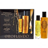 Набор интенсив - уход за волосами: шампунь, Эликсир для волос, Тюрбан, Orofluido Overnight Beauty Ritual Set 200 мл+50 мл