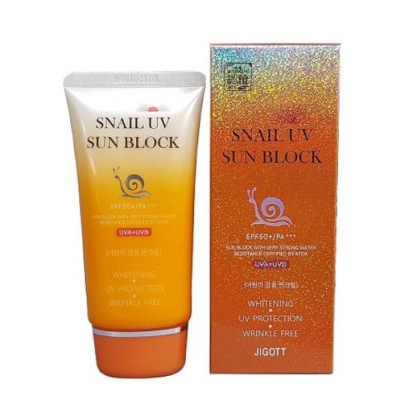 JIGOTT Солнцезащитный крем с улиточным муцином Snail Uv Sun Block Cream SPF50+/PA+++ 70 мл