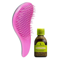 Macadamia набор Расческа для распутывания волос Розовая+Уход восстанавливающий с маслом арганы и макадамии 30 мл