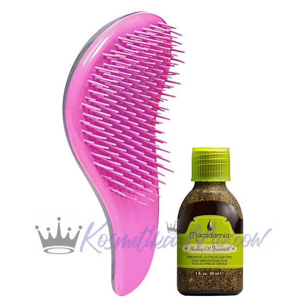 Macadamia набор Расческа для распутывания волос Розовая+Уход восстанавливающий с маслом арганы и макадамии 30 мл