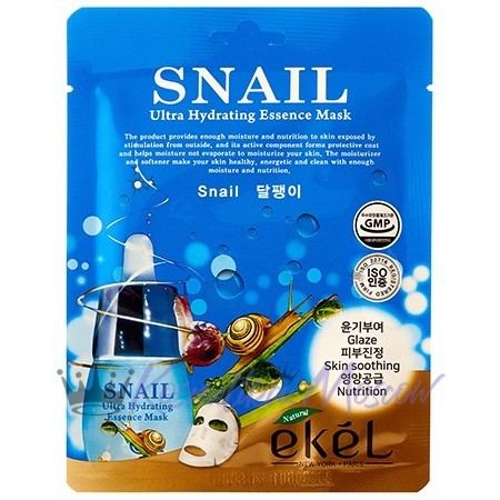 EKEL Тканевая маска для лица с муцином улитки Snail Ultra Hydrating Essence Mask 25 мл