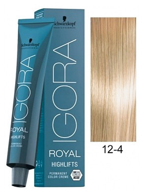 Специальный блондин бежевый - Schwarzkopf Igora Royal Highlifts Hair Color 12-4 60 мл