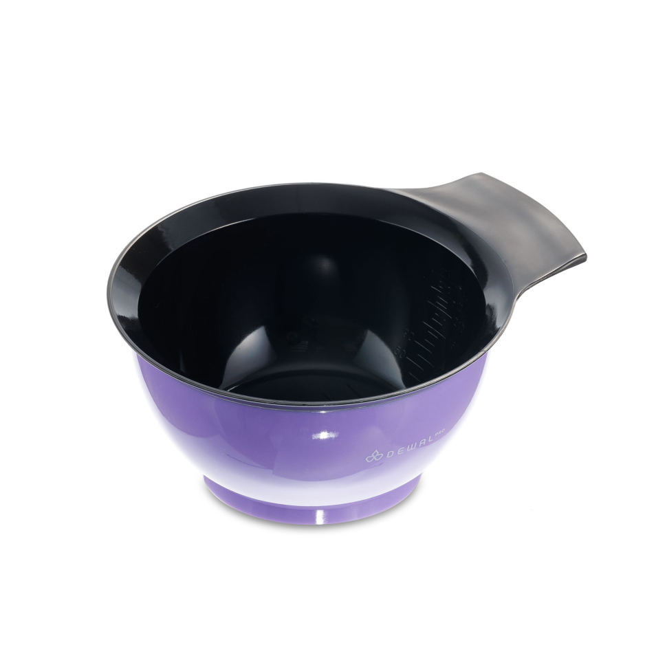 Чаша для краски DEWAL, с ручкой, с прорезиненной вставкой 330 мл.лавандовая